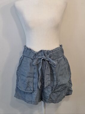Women’s Light Blue Tie-Waist Casual Shorts